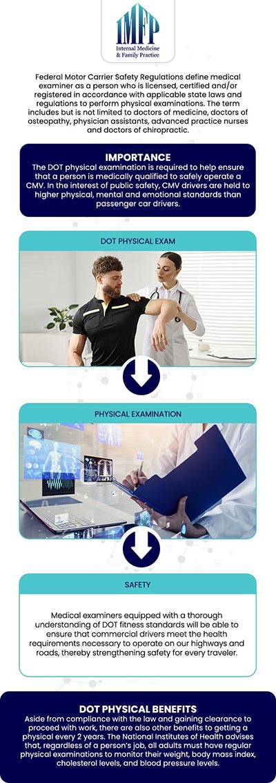 Common questions asked by patients: What is a DOT Physical Exam and who needs one? What does the DOT Physical Exam include? What medical conditions could disqualify me from passing a DOT Physical Exam? How long is a DOT Physical Exam valid? For more information, contact us or schedule an appointment online. We are conveniently located at 1719 Glenwood Ave Joliet, IL 60435. We serve patients from Joliet IL, Plainfield IL, Lockport IL, Channahon IL, Romeoville IL, Manhattan IL and surrounding areas.