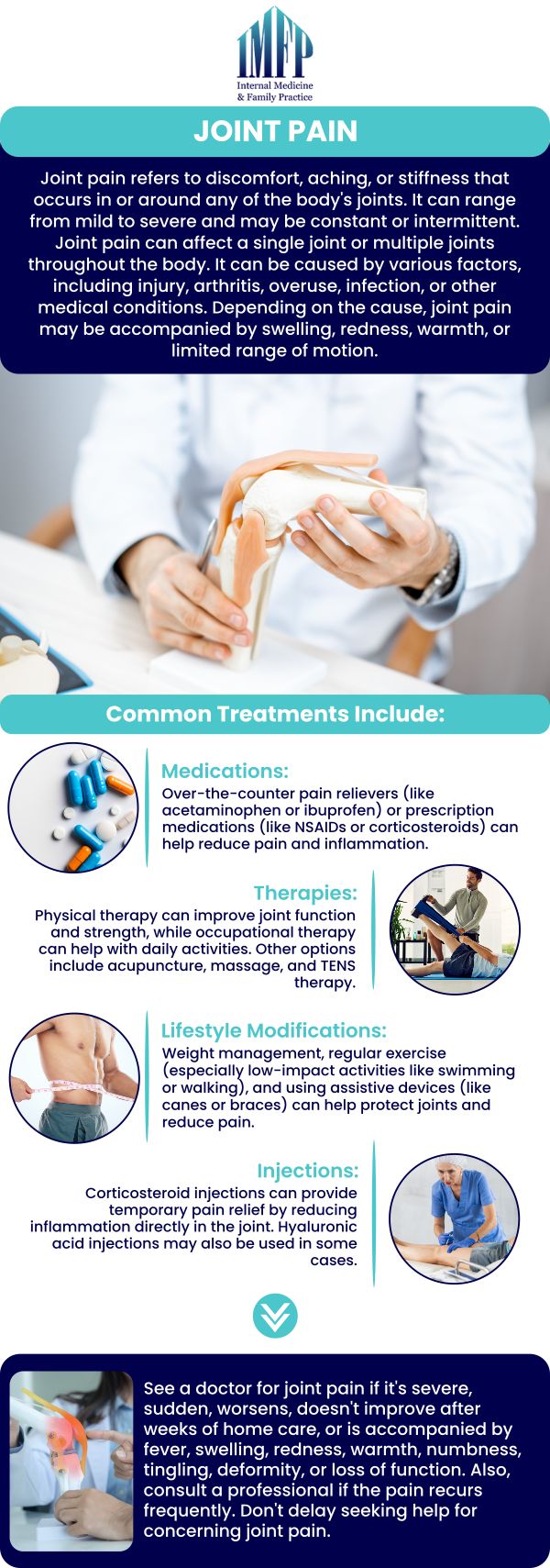 Common questions asked by patients: What are the most common causes of joint pain? How can joint pain affect daily activities? What are the symptoms of joint pain that should be addressed by a doctor? How does age contribute to joint pain? When should you seek medical help for joint pain? For more information, contact us or schedule an appointment online. We are conveniently located at 1719 Glenwood Ave Joliet, IL 60435. We serve patients from Joliet IL, Plainfield IL, Lockport IL, Channahon IL, Romeoville IL, Manhattan IL and surrounding areas.