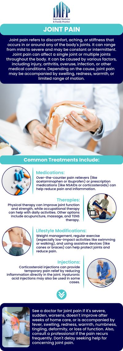 Common questions asked by patients: What are the most common causes of joint pain? How can joint pain affect daily activities? What are the symptoms of joint pain that should be addressed by a doctor? How does age contribute to joint pain? When should you seek medical help for joint pain? For more information, contact us or schedule an appointment online. We are conveniently located at 1719 Glenwood Ave Joliet, IL 60435. We serve patients from Joliet IL, Plainfield IL, Lockport IL, Channahon IL, Romeoville IL, Manhattan IL and surrounding areas.