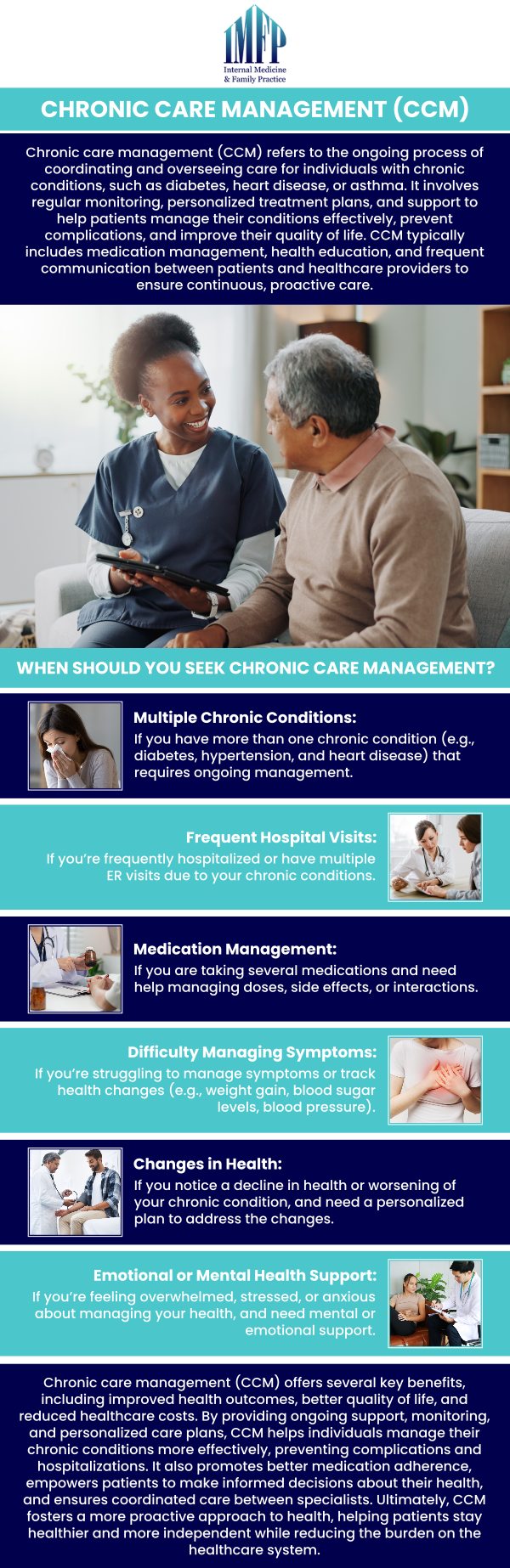 Common questions asked by patients: What is chronic care management, and why is it important? What conditions are typically managed through chronic care management? When should I consider chronic care management? What are the benefits of chronic care management for Long-term health? For more information, contact us or schedule an appointment online! We are conveniently located at 1719 Glenwood Ave Joliet, IL 60435. We serve patients from Joliet IL, Plainfield IL, Lockport IL, Channahon IL, Romeoville IL, Manhattan IL and surrounding areas.