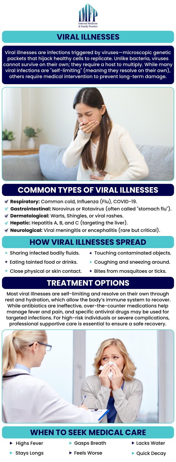 Common questions asked by patients: What are the most common types of viral illnesses? How do viral illnesses spread from person to person? What are the symptoms of a viral infection? How are viral illnesses diagnosed? Can viral illnesses be prevented? For more information, contact us or schedule an appointment online. We are conveniently located at 1719 Glenwood Ave Joliet, IL 60435. We serve patients from Joliet IL, Plainfield IL, Lockport IL, Channahon IL, Romeoville IL, Manhattan IL and surrounding areas.