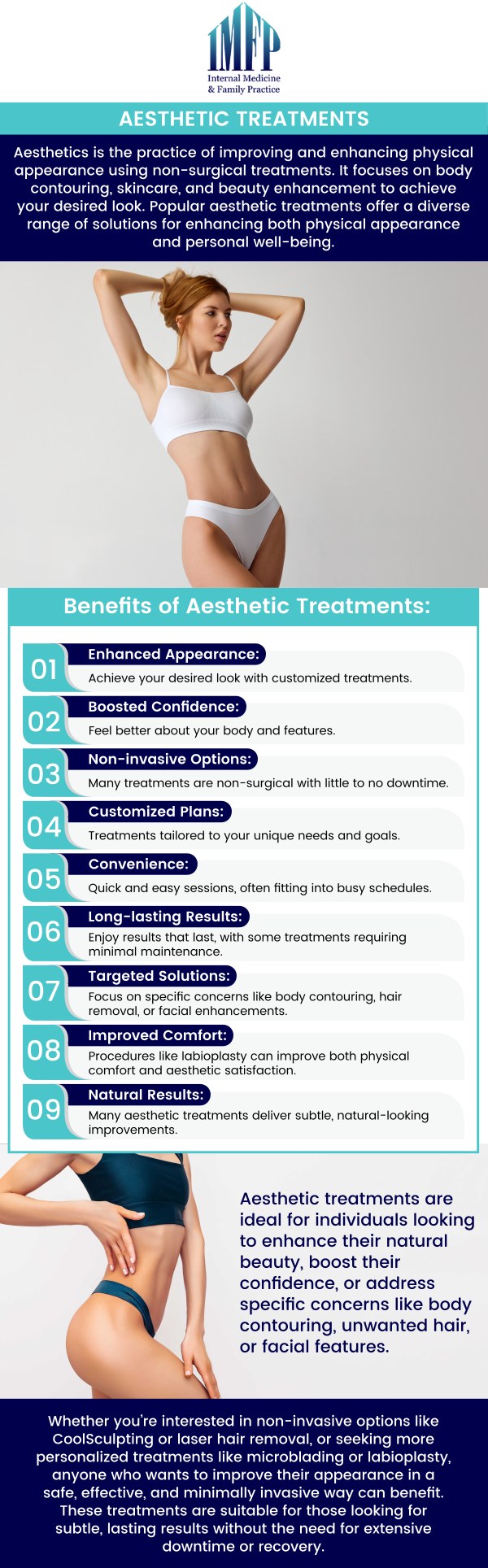 Common questions asked by patients: What are aesthetics treatments, and how can they enhance your appearance? Who may be a good candidate for aesthetics treatments? What should patients expect during an aesthetics treatment consultation? How long do results from aesthetics treatments typically last? How can Internal Medicine and Family Practice provide personalized aesthetics treatments for patients in Joliet, IL? For more information, book an appointment online or contact us. We are located at 1719 Glenwood Ave, Joliet, IL 60435.