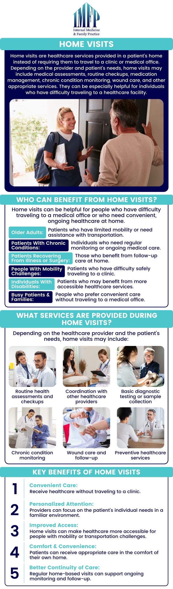 Common questions asked by patients: What are home visits, and how do they work for patients? What should patients expect during a home visit appointment? How can home visits support ongoing management of chronic health conditions? Are home visits a good option for routine healthcare and follow-up care? How can Internal Medicine and Family Practice provide personalized home visit services for patients in Joliet, IL? For more information, book an appointment online or contact us. We are located at 1719 Glenwood Ave, Joliet, IL 60435.