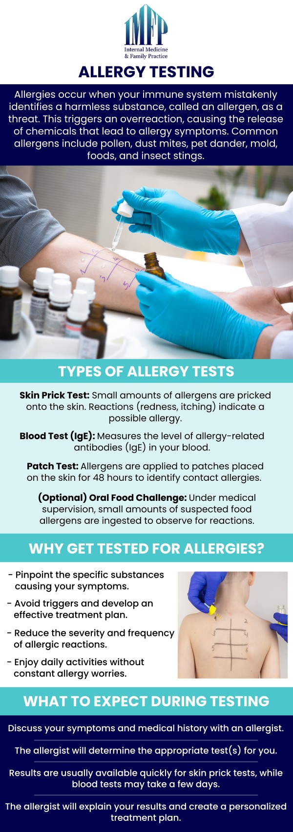 At Internal Medicine and Family Practice in Joliet, IL, we provide personalized allergy testing and guidance to help patients better understand their symptoms, identify possible triggers, and receive support for improved daily comfort. Our team understands that recurring allergy symptoms can affect sleep, energy, productivity, and overall quality of life. Allergy testing provides valuable information about potential environmental or other allergens that may contribute to symptoms. For more information, book an appointment online or contact us. We are located at 1719 Glenwood Ave Joliet, IL 60435.